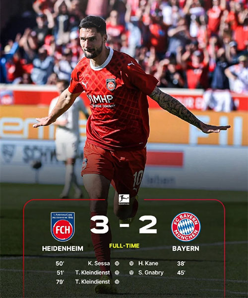海登海姆 3 - 2 拜仁慕尼黑