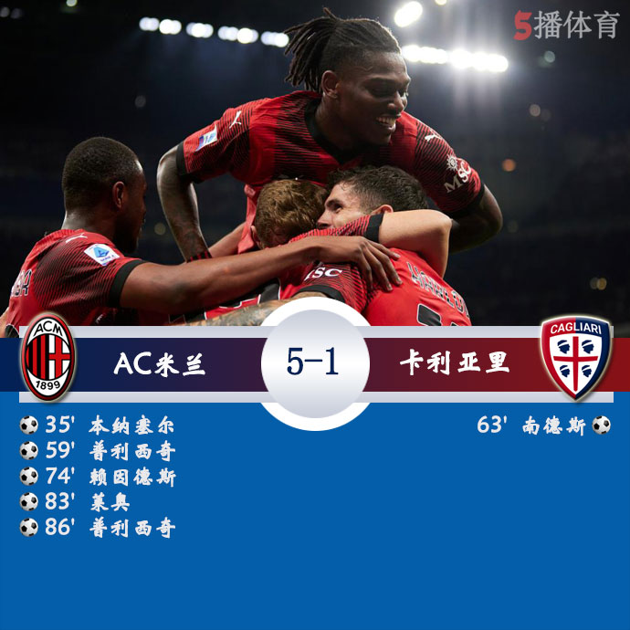 AC米兰 5 - 1 卡利亚里
