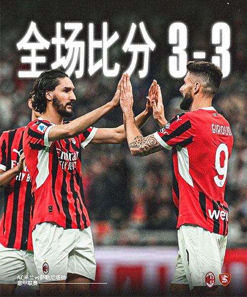 AC米兰 3 - 3 萨勒尼塔纳