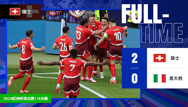 瑞士 2 - 0 意大利