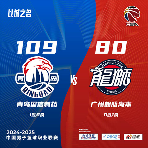 青岛 109 - 80 广州