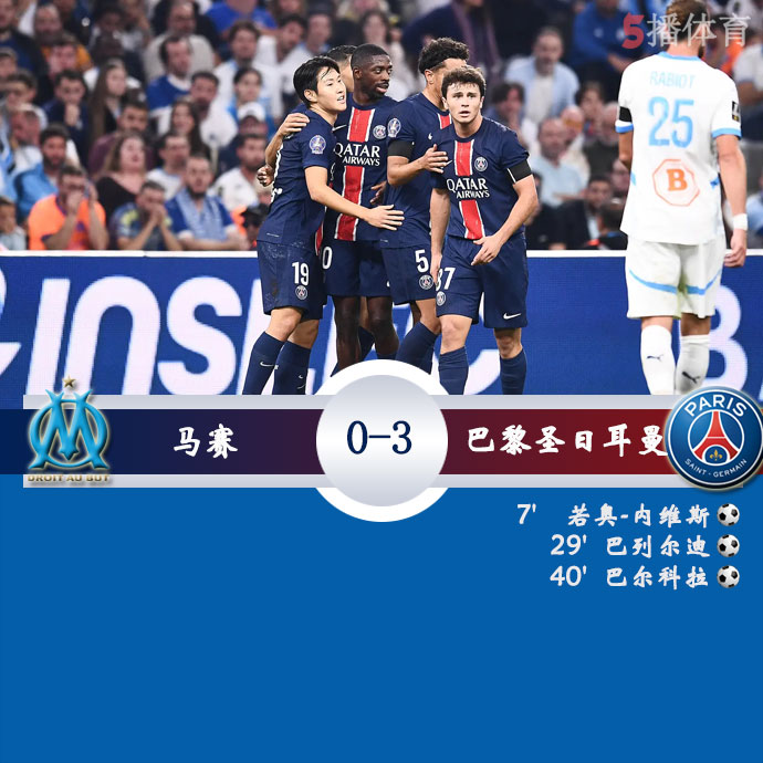 马赛 0 - 3 巴黎圣日耳曼